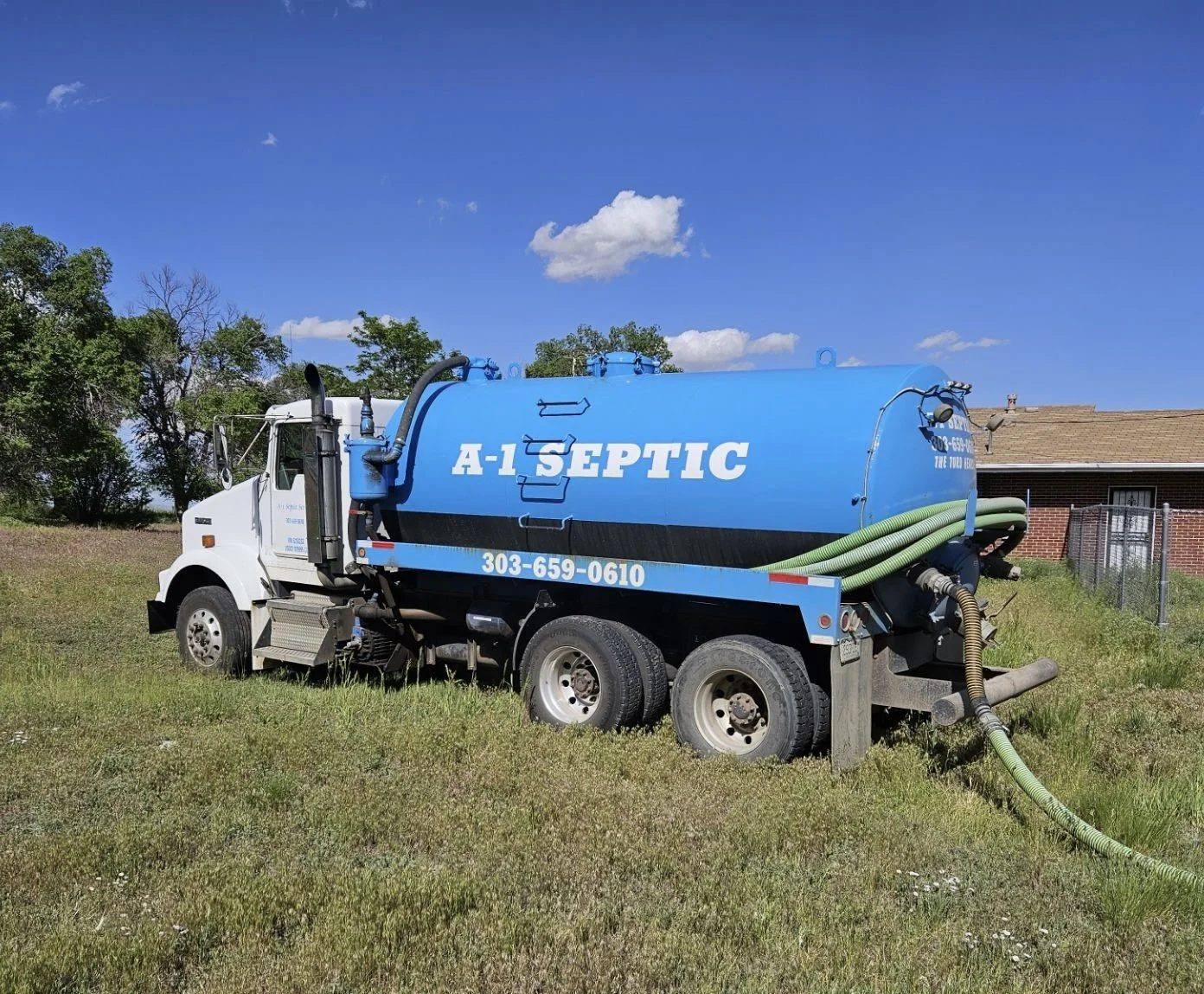 A-1 Septic pump truck at a rural job