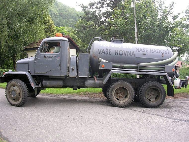 Vacuum truck parked for a pump-out